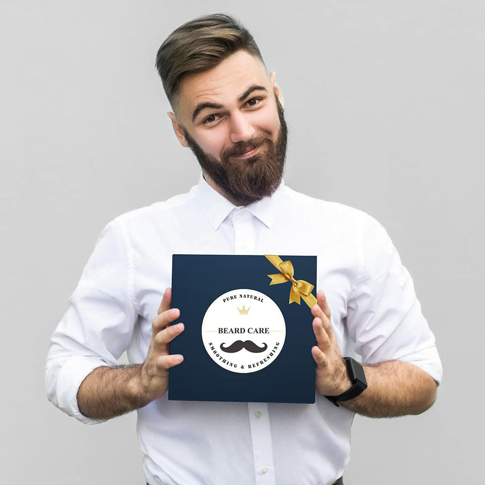 Care Roller Beard Care Balsam Comb Brush Pogonotomy Scissors Set