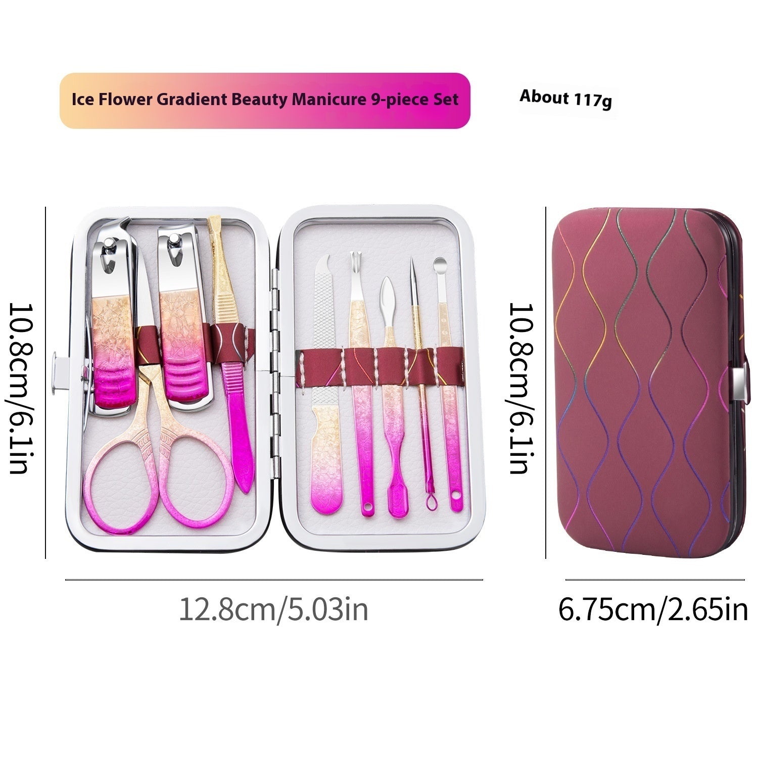 Gradient Color Nail Clippers Suit Stainless Steel Nail Clippers Cuticle Nipper