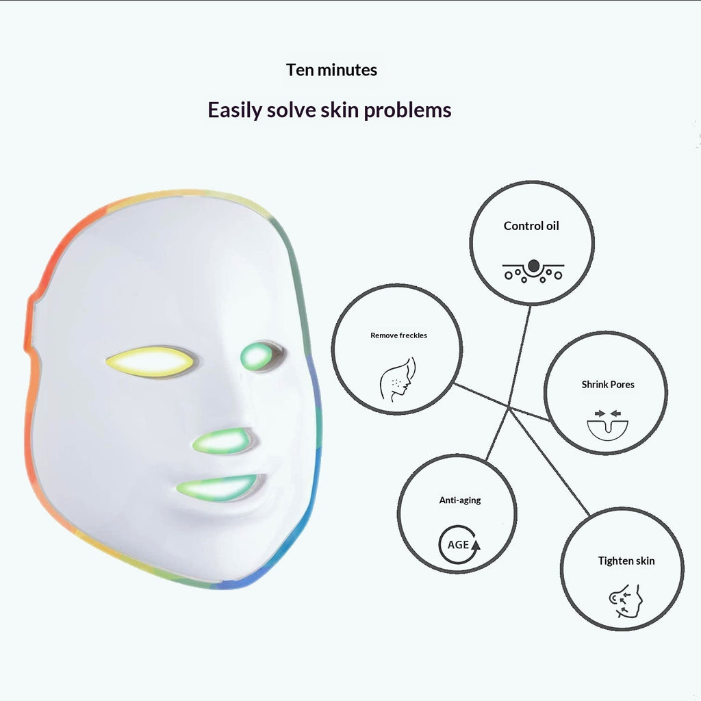 7-color Light Mask Beauty Facial Mask Instrument Photon Rejuvenation Whitening Mask Home LED Light