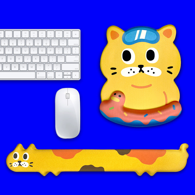 Cute Cat Memory Foam Keyboard Pad Hand Rest Silicone Wristband