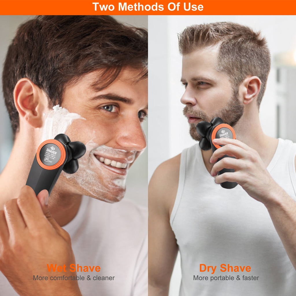 4D Electric Shavers Razor IPX7 Waterproof Wet & Dry 5 Floating Head Rotary Shavers Rechargeable Beard Trimmer Shaving Razor For Men