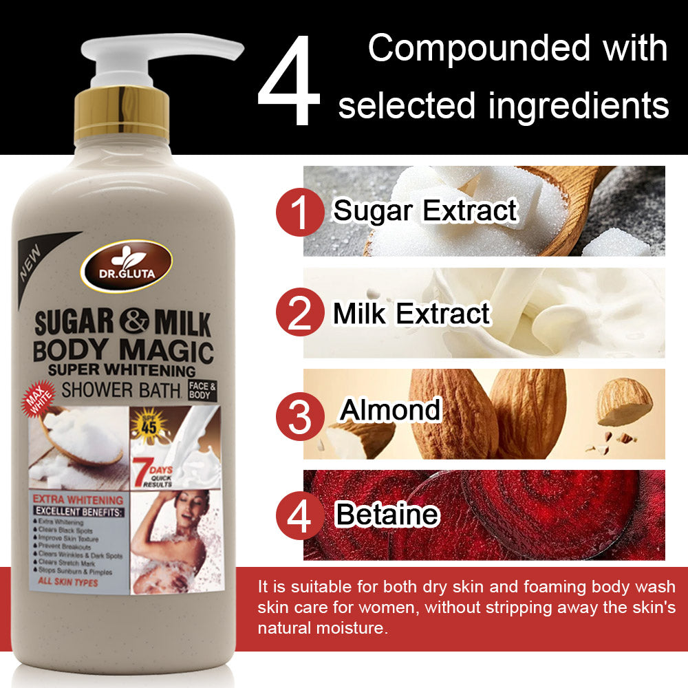 Sugar& Milk Shower Gel Whitening Anti-aging Exfoliation Skin Care Bath Wash