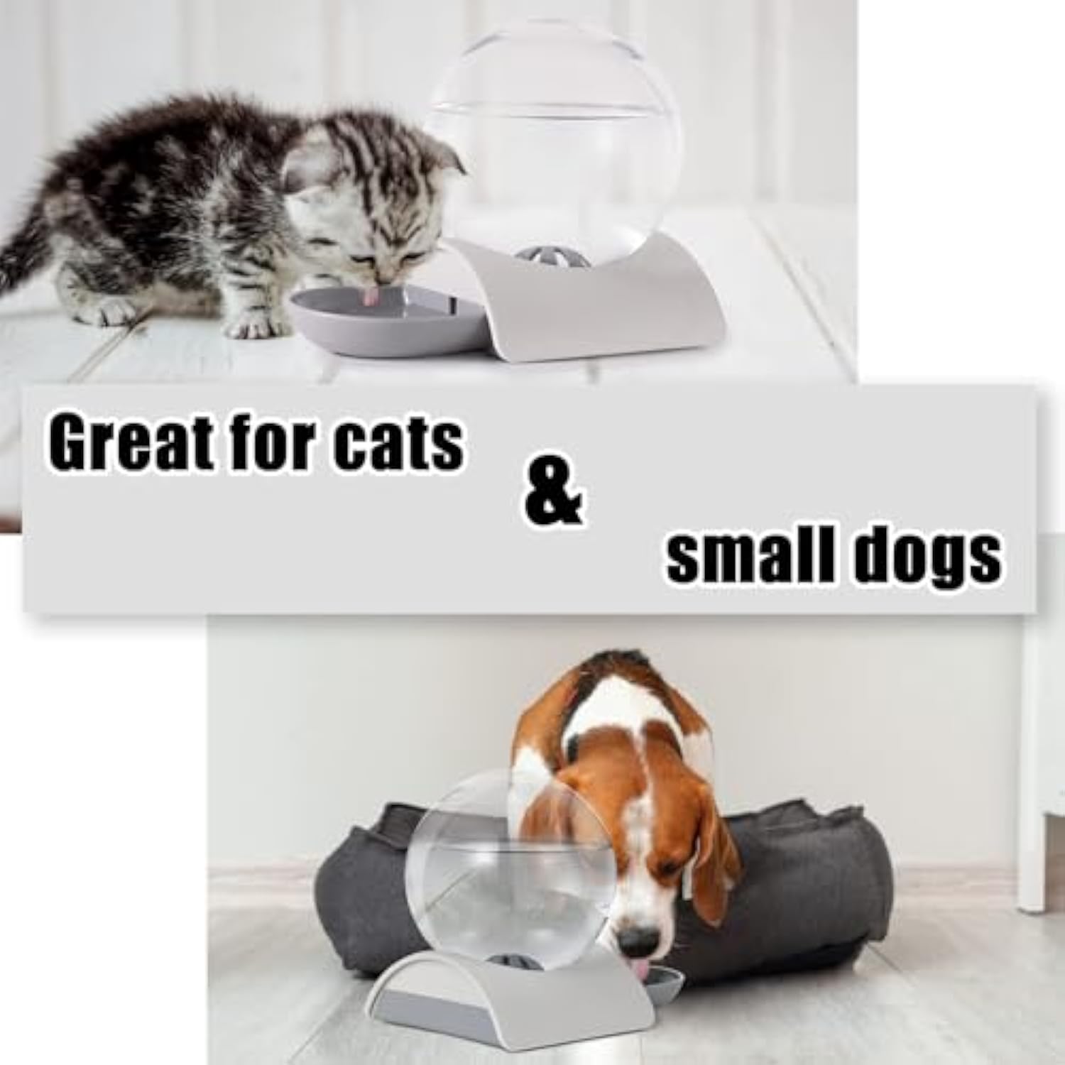Pet Water Dispenser 2.8L Automatic Gravity Cat Water Dispenser For Cats  Dogs & Rabbit  Detachable Cat Dog Water Dish Feeder With Spherical Waterer Bubble