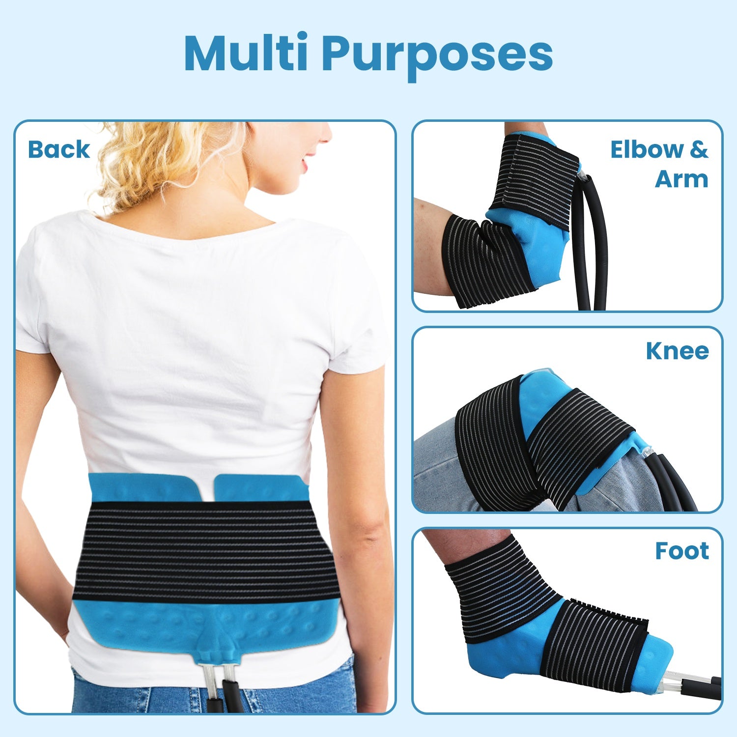 1Set 19QT Portable Cold Therapy Machine Programmable Ice Therapy Machine Cold Rush Therapy Machine System With 3 Flow Levels 10 To 60Mins Timer 3 Elastic Bands For Post Surgery Recovery