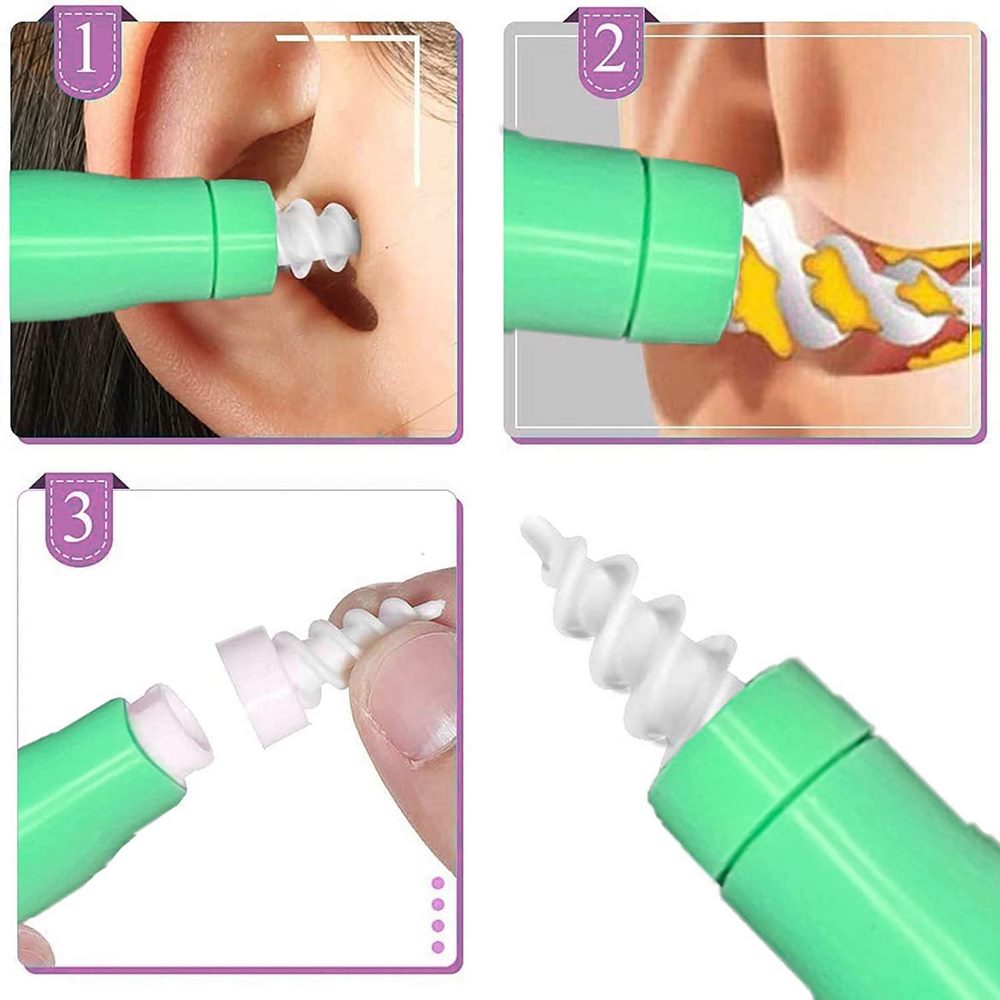 Ear Wax Removal Tool Soft Silicone Spiral Ear Cleaning 16 Replacement Heads Removal Ears Cleaner Plugs Spirals Care