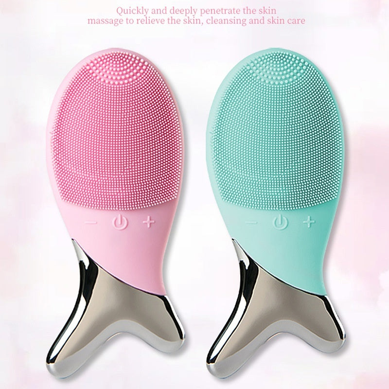 Silicone Gel Cleansing System Electric Facial Nstrument Cleaning Brush Pores Inductive Therapeutical Instrument Vibration Massager