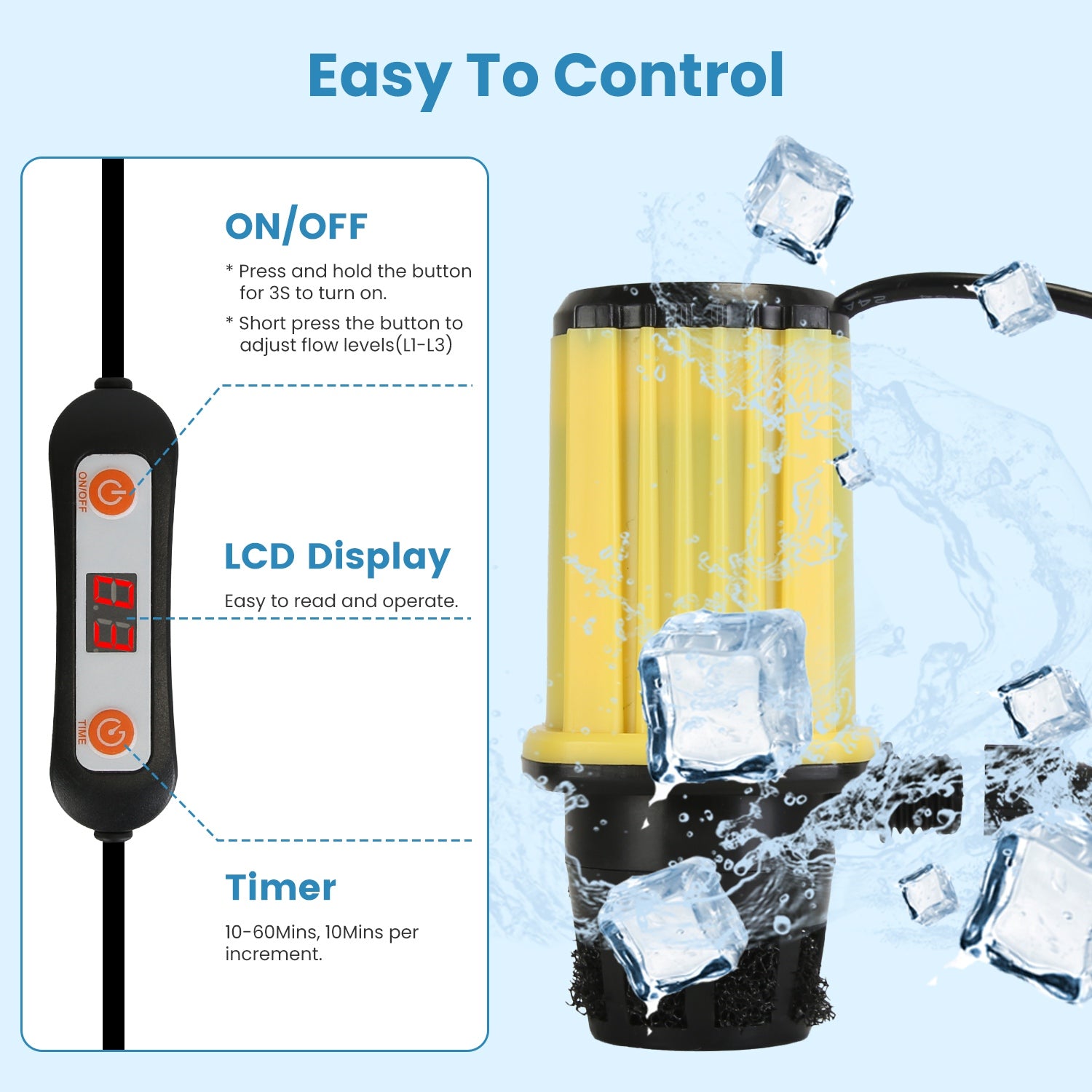 1Set 19QT Portable Cold Therapy Machine Programmable Ice Therapy Machine Cold Rush Therapy Machine System With 3 Flow Levels 10 To 60Mins Timer 3 Elastic Bands For Post Surgery Recovery