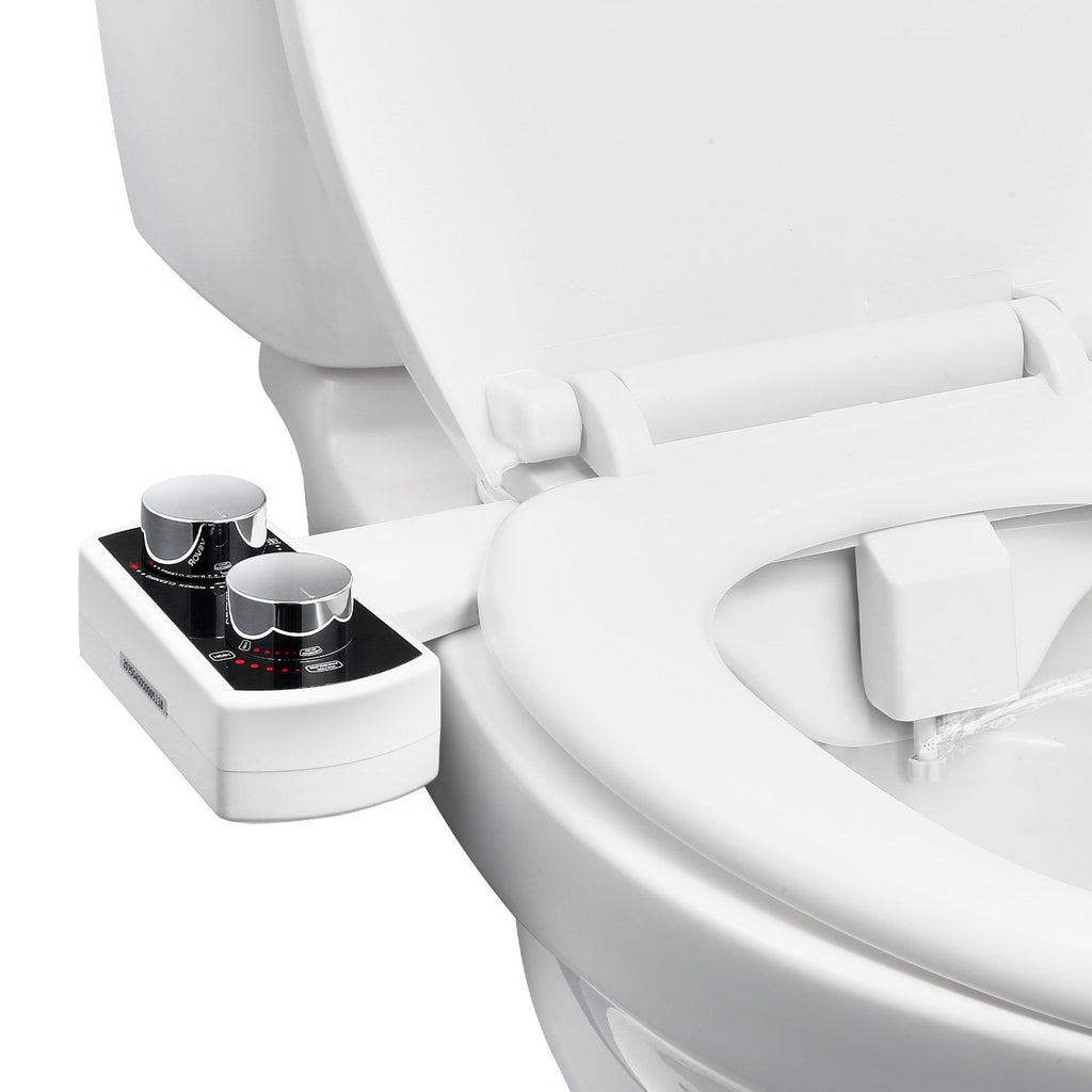 Bidet Attachment For Toilet, Non-Electric Bidet Toilet Seat Attachment - Dual Retractable Nozzles, Adjustable Water Pressure,  Easily Installed Cold Water Sprayer For Rear Feminine Wash, White