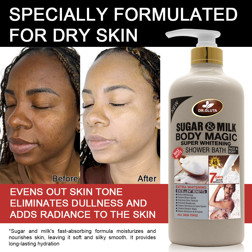 Sugar& Milk Shower Gel Whitening Anti-aging Exfoliation Skin Care Bath Wash