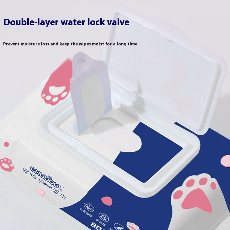 80-drawer Pet Wipes Special Wash-free Deodorant Antibacterial Nursing Wipes For Cats And Dogs