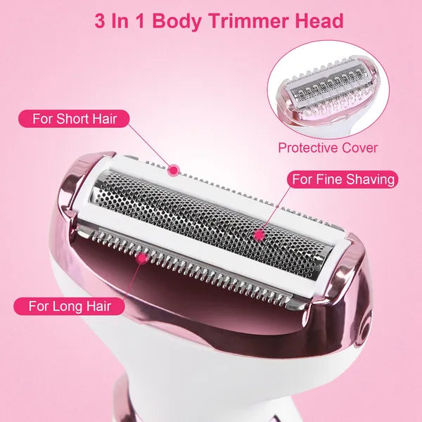4 In 1 Electric Razor For Women Painless Grooming Kit Rechargeable Eyebrow Nose Hair Pubic Hair Bikini Trimmer Face Shaver