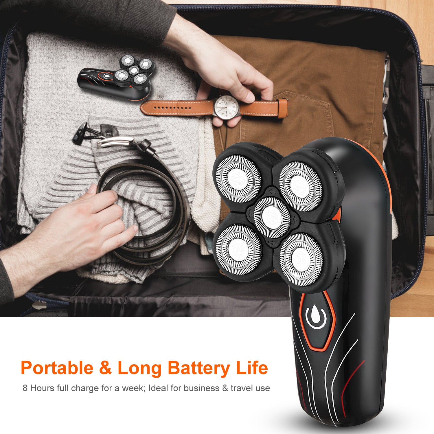 4D Electric Shavers Razor IPX7 Waterproof Wet & Dry 5 Floating Head Rotary Shavers Rechargeable Beard Trimmer Shaving Razor For Men