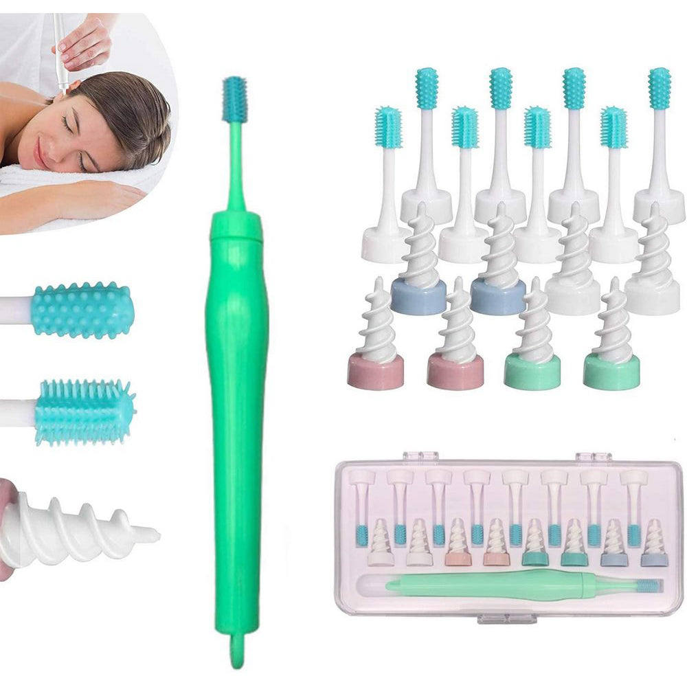 Ear Wax Removal Tool Soft Silicone Spiral Ear Cleaning 16 Replacement Heads Removal Ears Cleaner Plugs Spirals Care